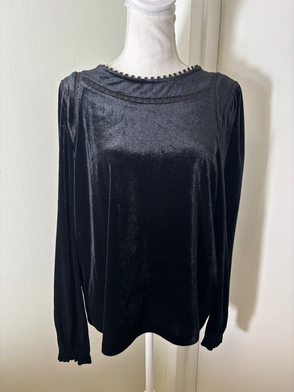 NWT Boden Black Velvet Long Sleeve Shirt Sz 10